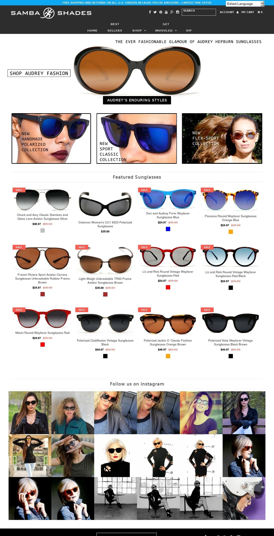 sambashades.com shopify website screenshot