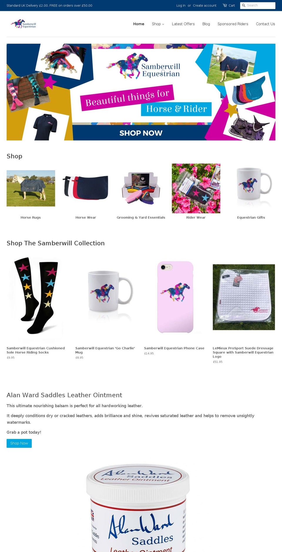 samberwillequestrian.co.uk shopify website screenshot