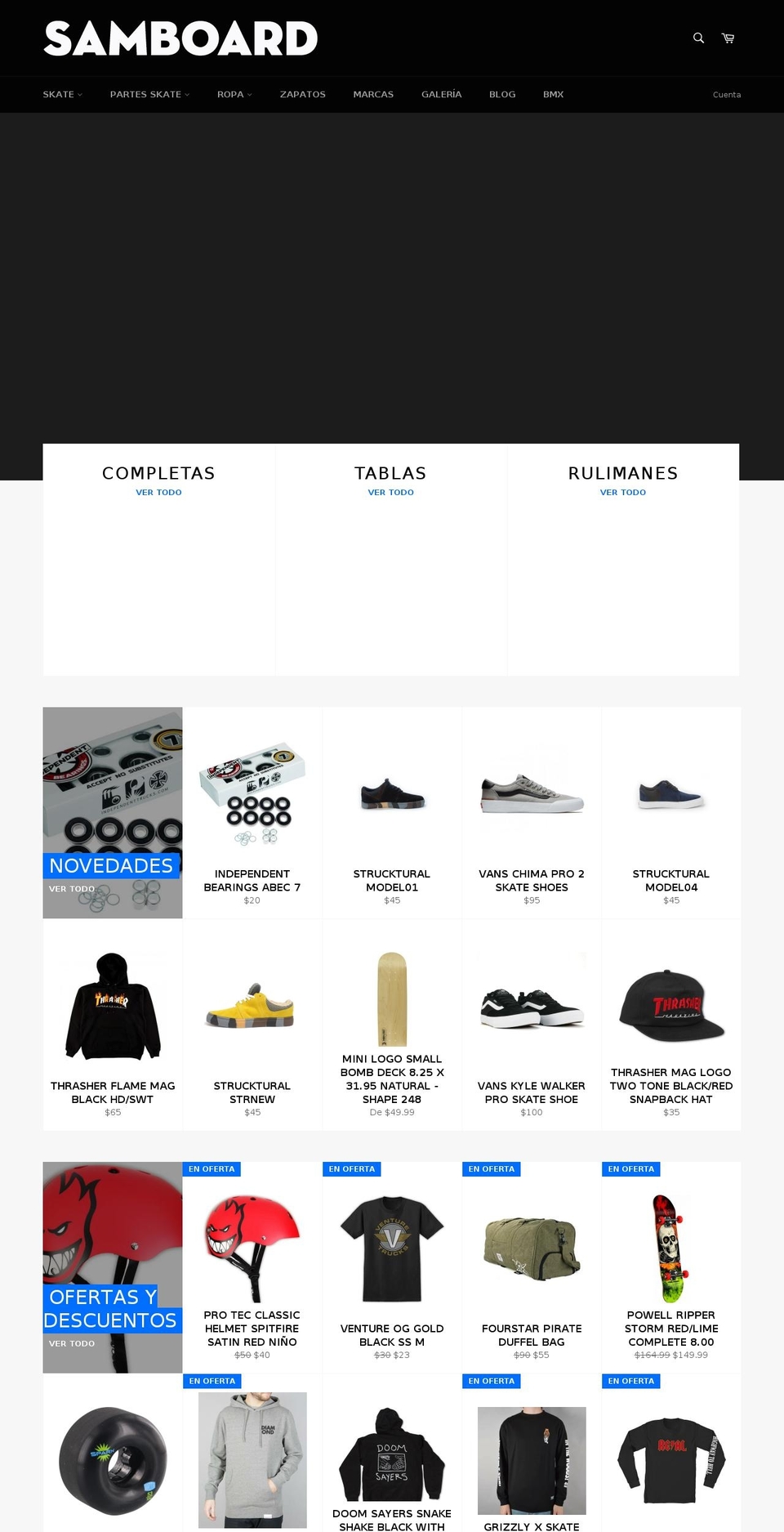 samboardskateshop.com — Shopify storefront screenshot