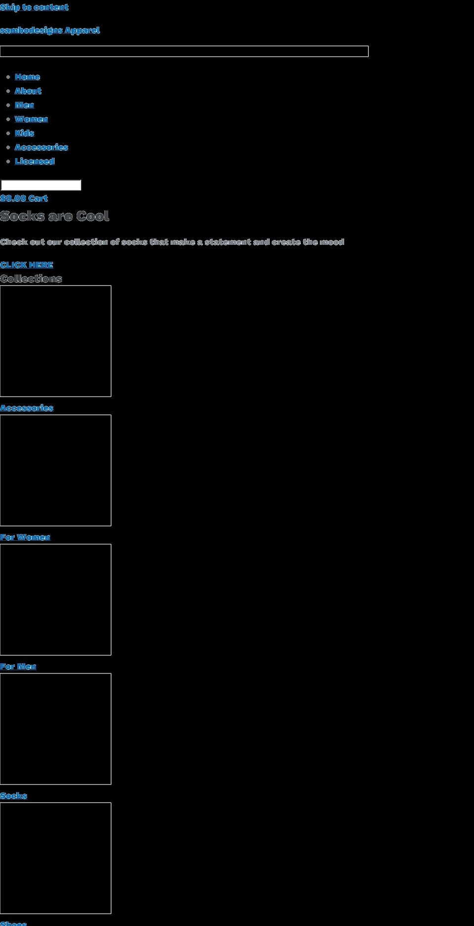sambodesigns.com shopify website screenshot