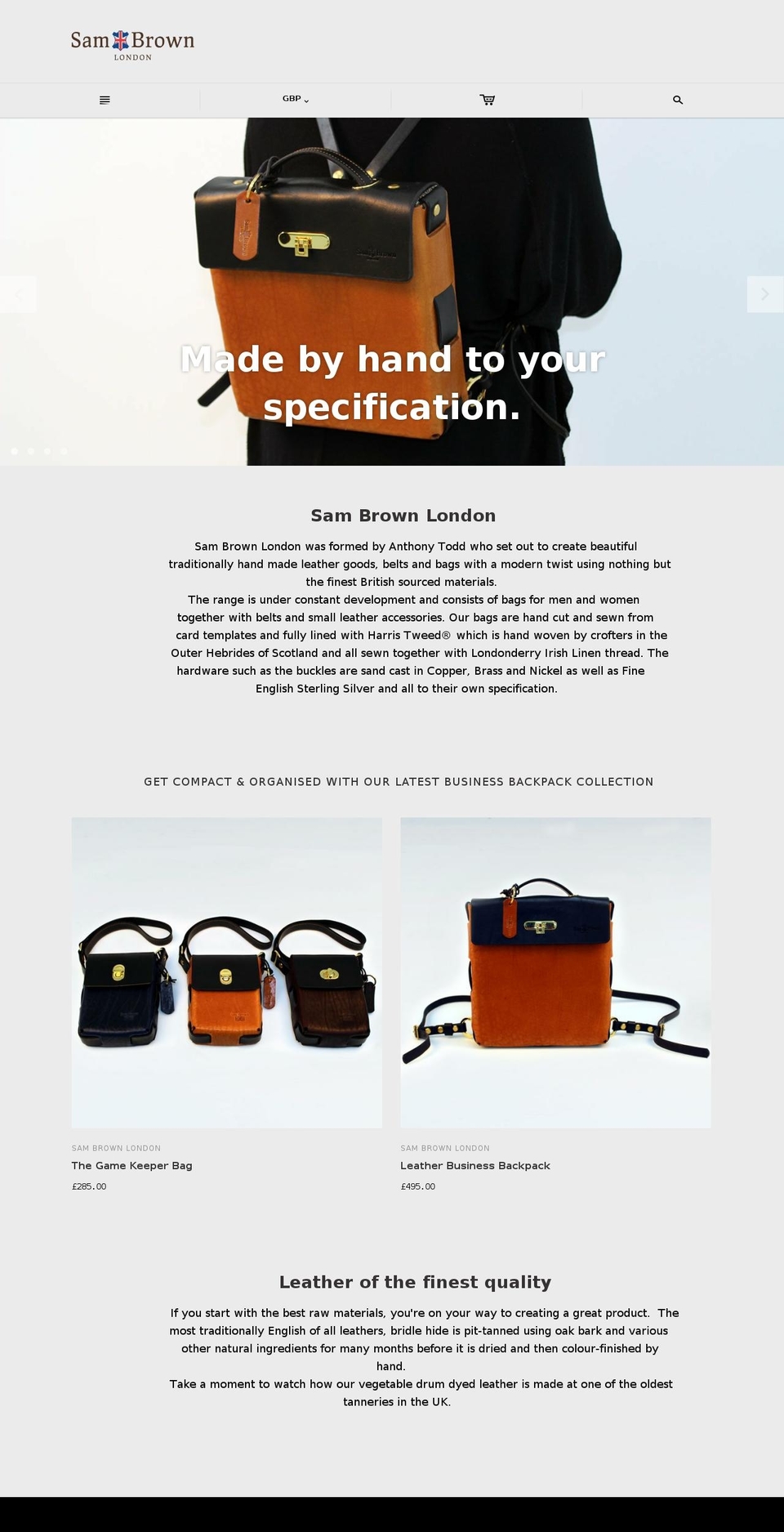 sambrownlondon.com — Shopify storefront screenshot