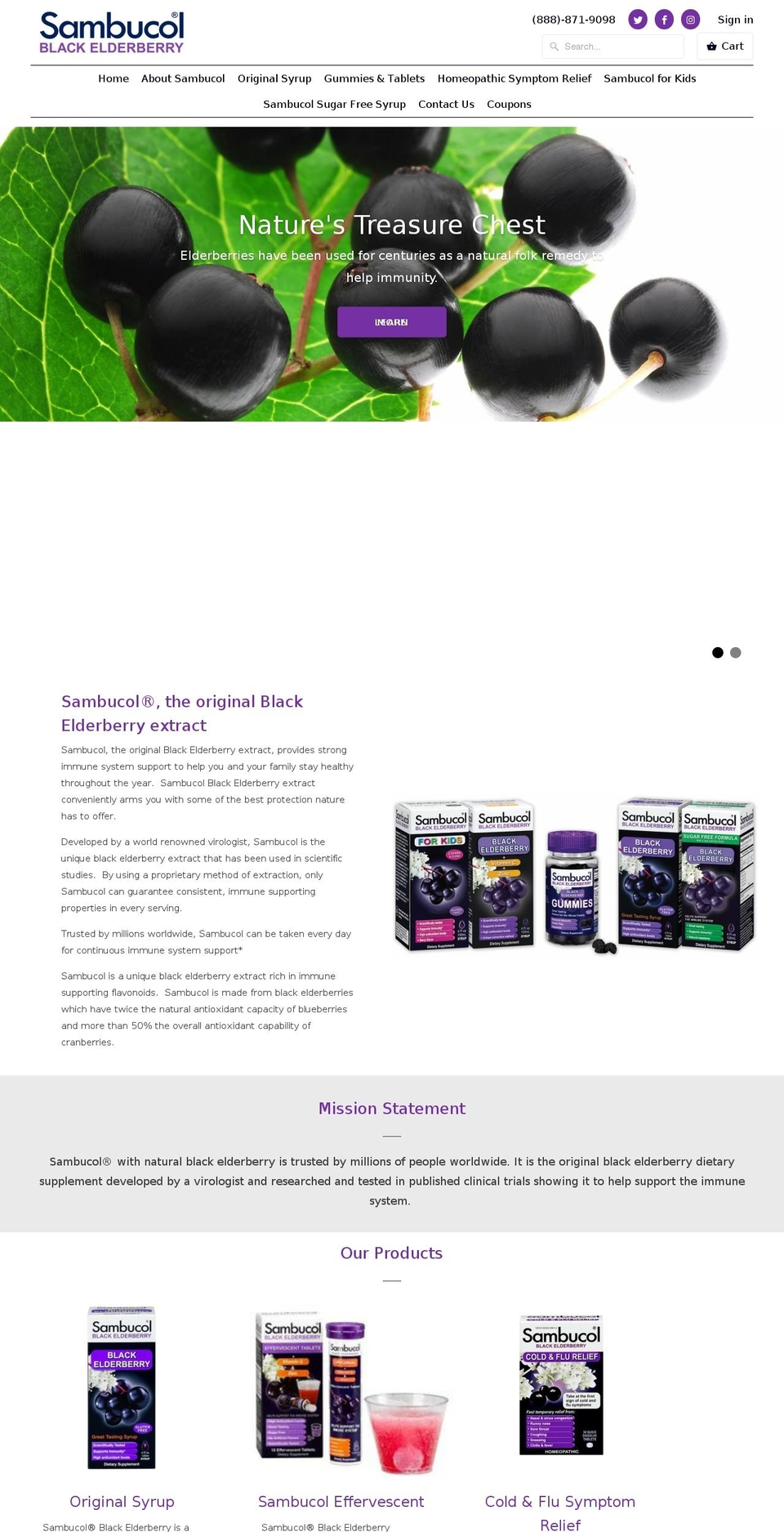 sambucolusa.com shopify website screenshot
