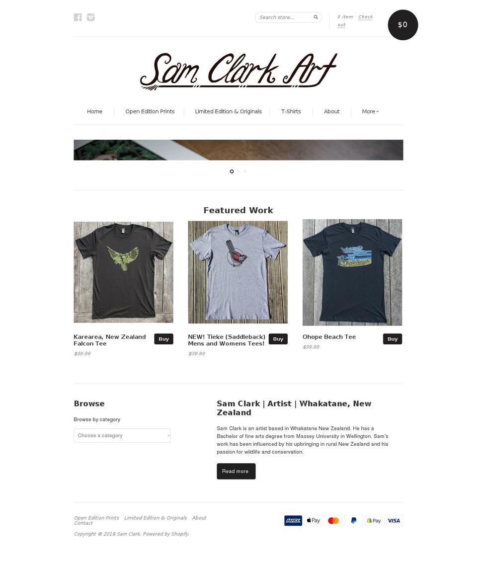 samclark.co.nz shopify website screenshot