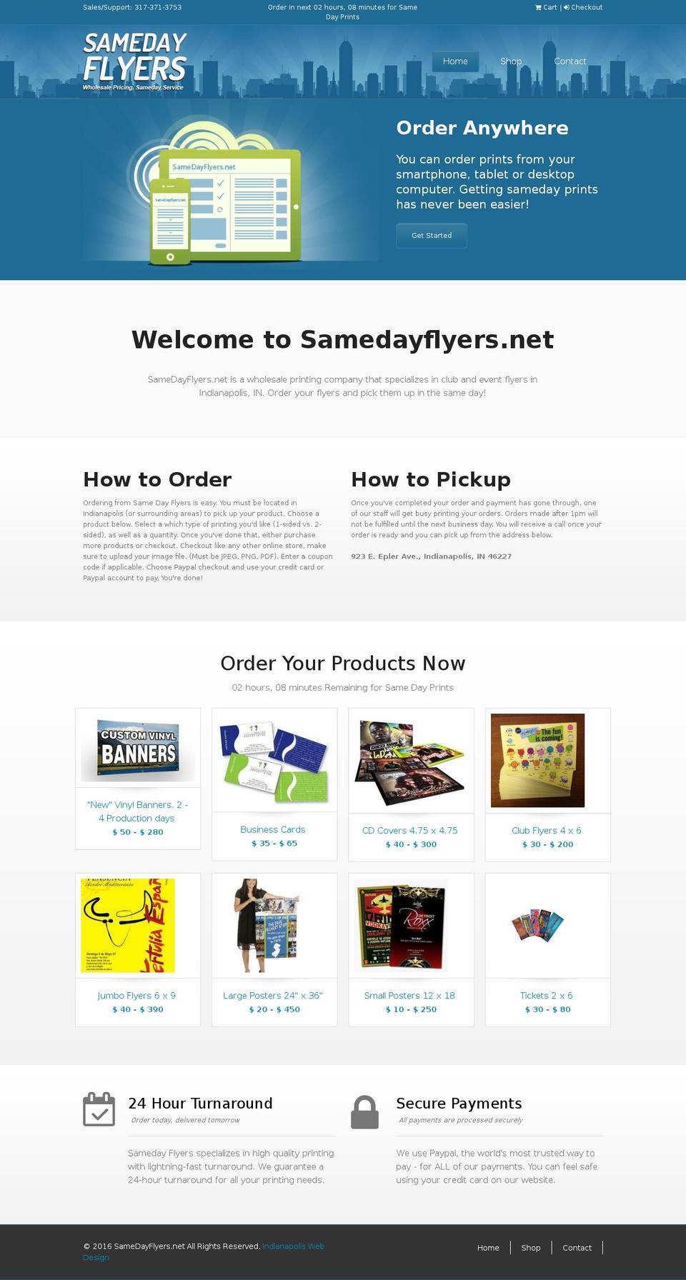 qeretail Shopify theme site example samedayflyers.net