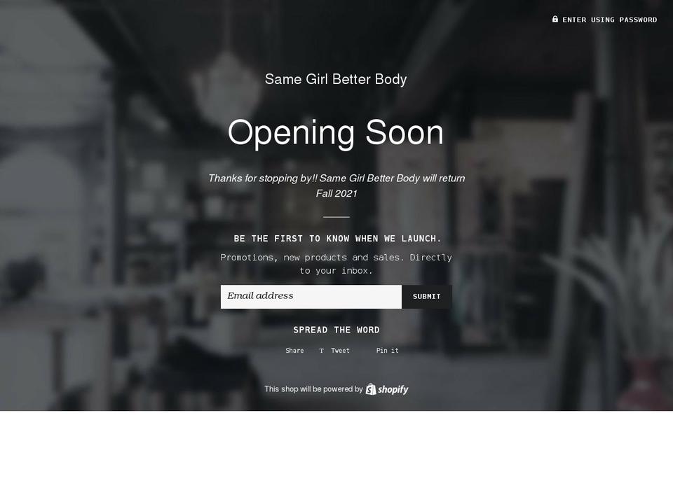 samegirlbetterbody.com shopify website screenshot