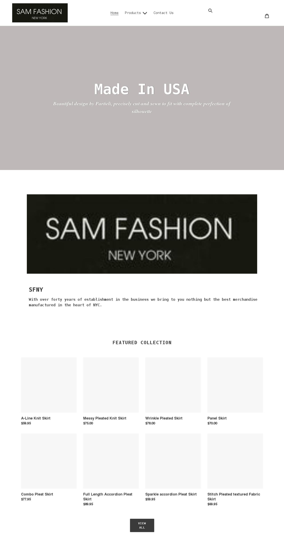 samfashionny.com shopify website screenshot