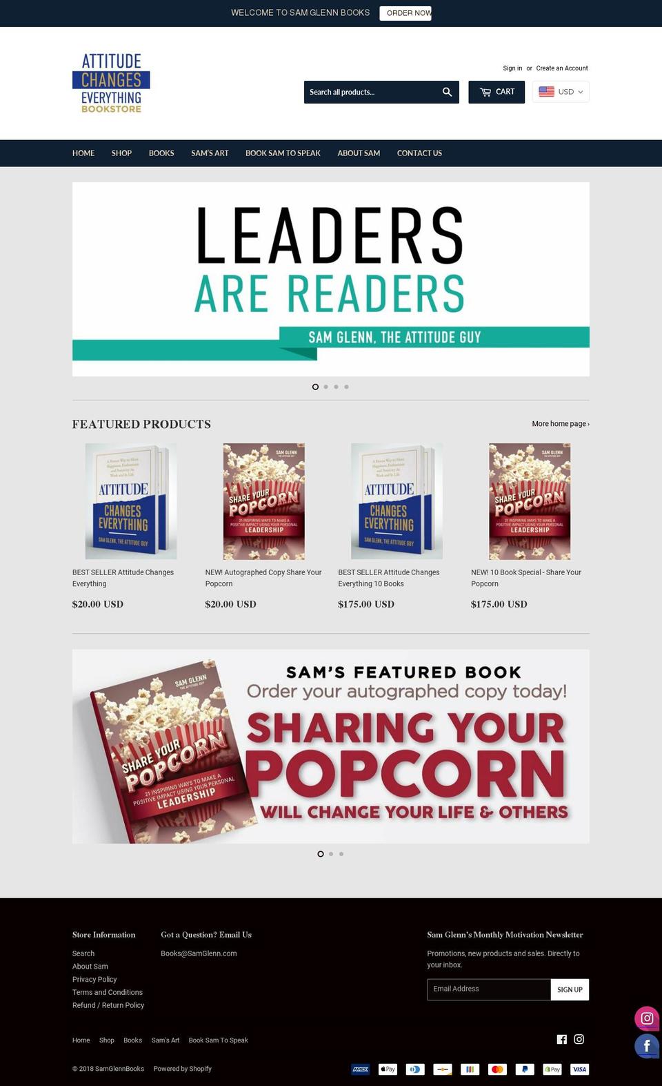 samglennbooks.com shopify website screenshot