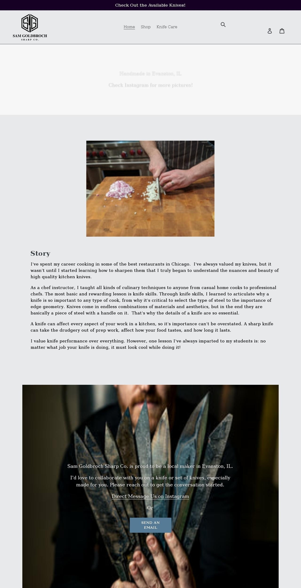 samgoldbrochsharpco.com shopify website screenshot