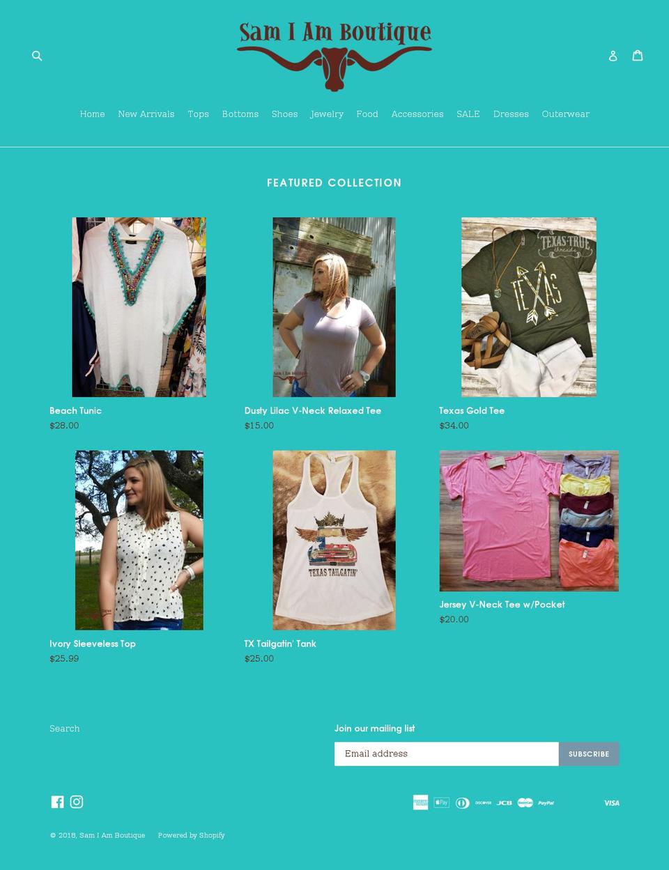 samiamboutique.com — Shopify storefront screenshot