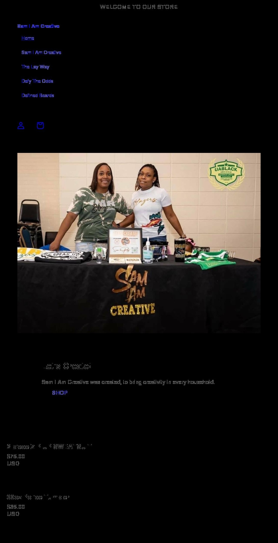 samiamcreative.com shopify website screenshot