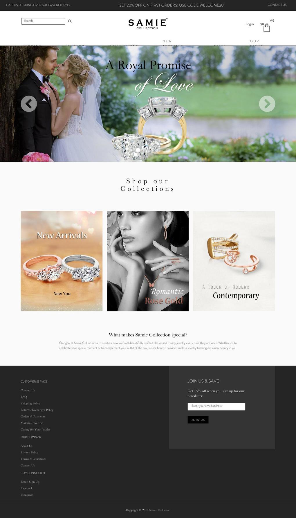 samiecollection.com shopify website screenshot