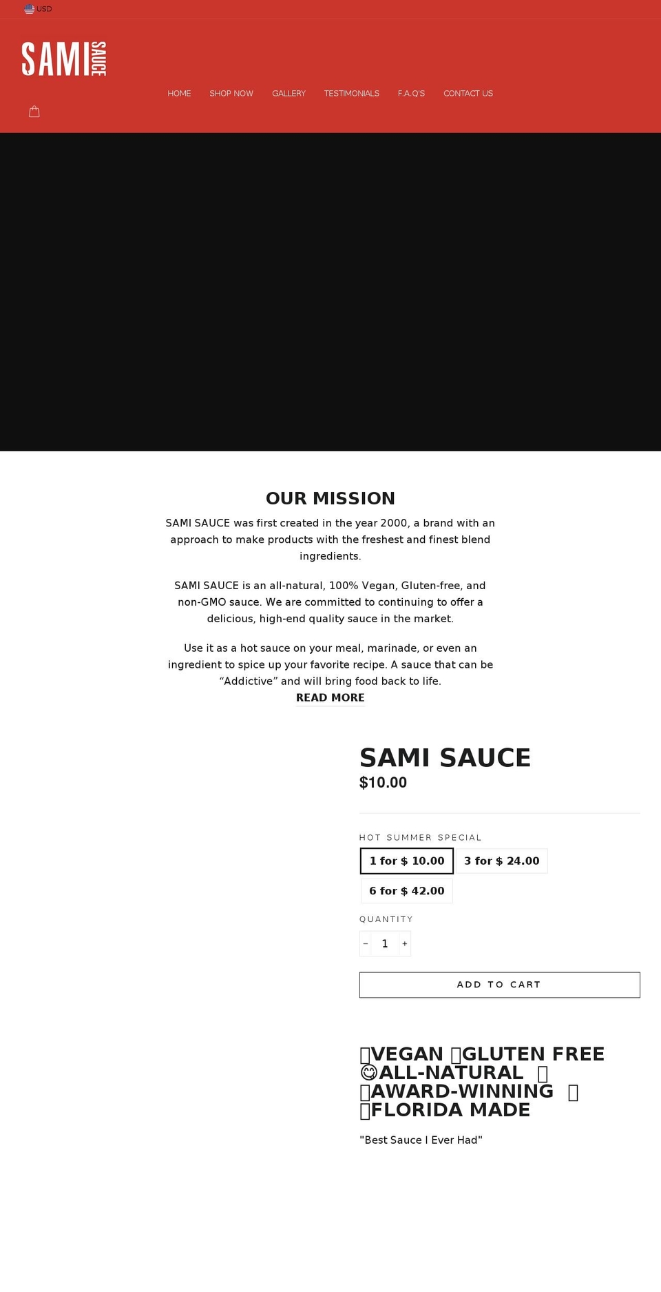 samisauce.com shopify website screenshot