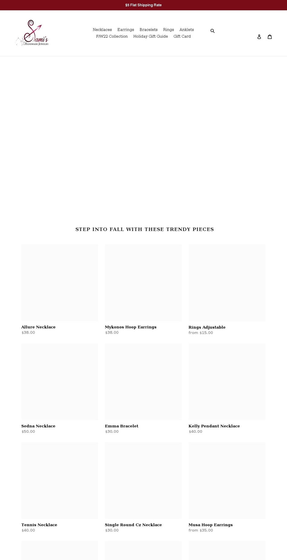 samisjewelry.com shopify website screenshot