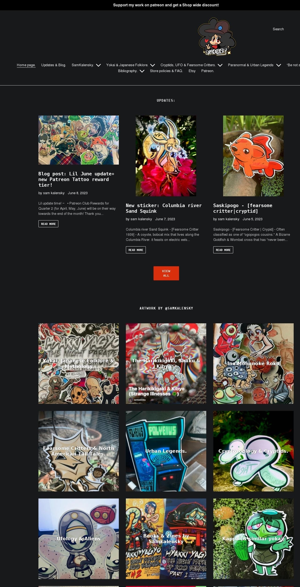 samkalensky.com shopify website screenshot