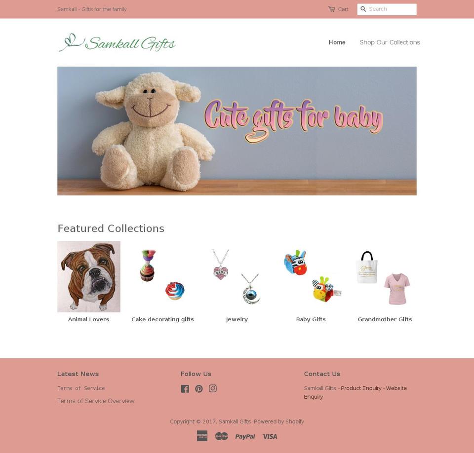 samkall.com shopify website screenshot