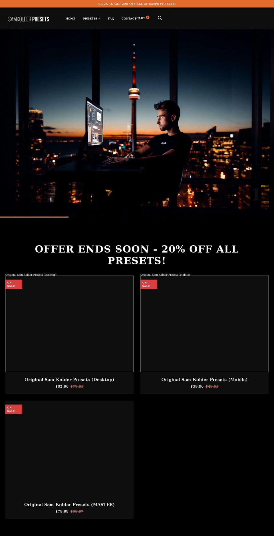 samkolderpresets.com shopify website screenshot