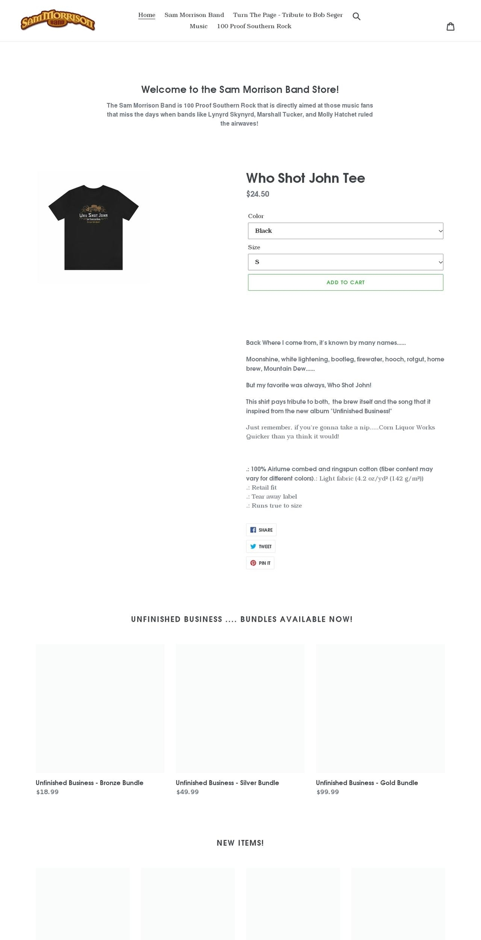 sammorrisonbandstore.com shopify website screenshot