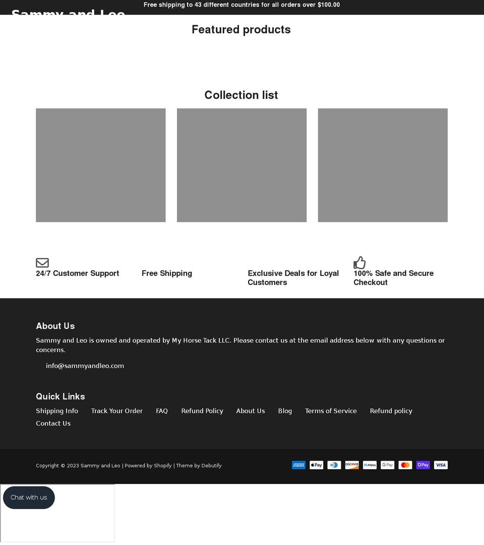 sammyandleo.com shopify website screenshot