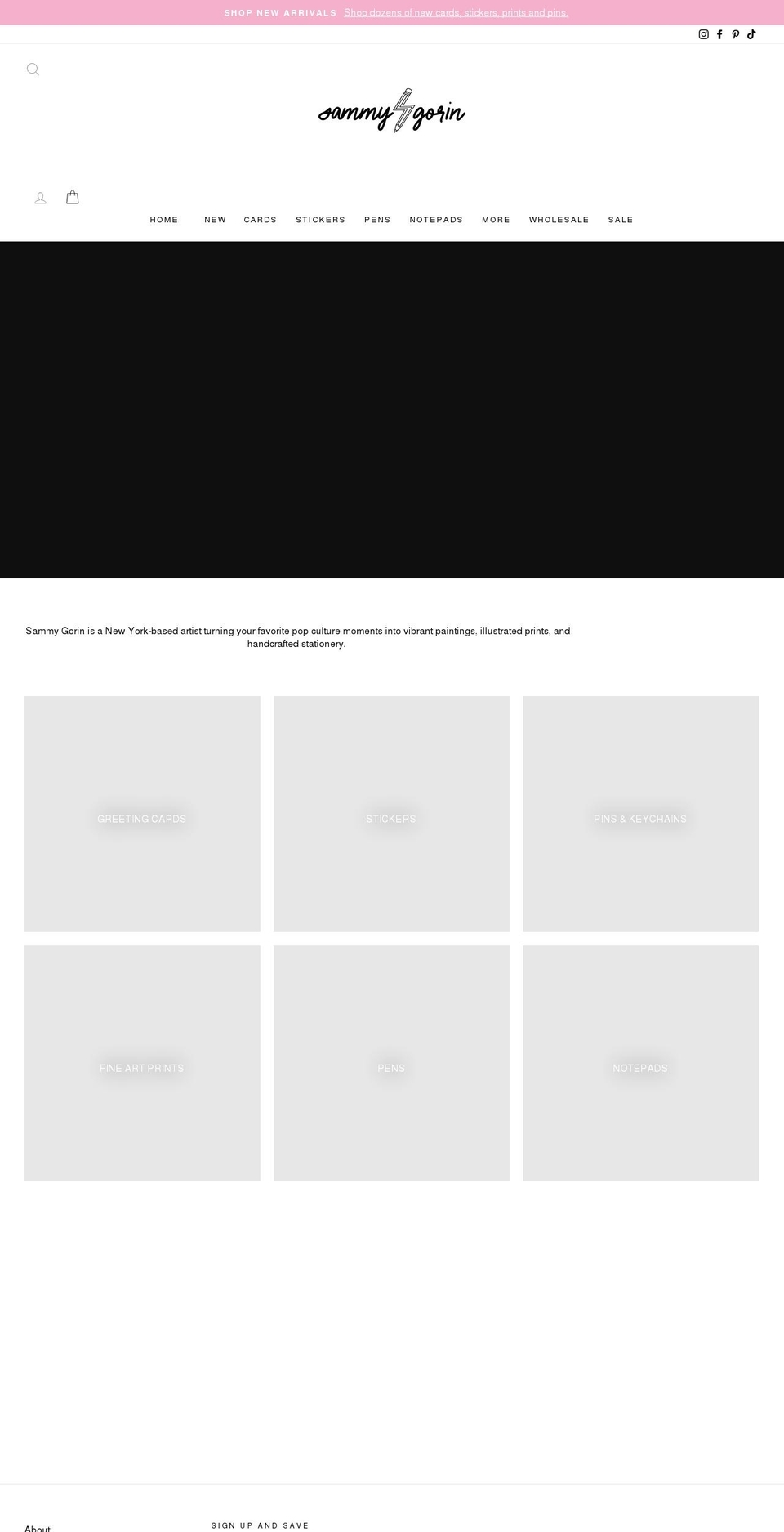 sammygorinart.com — Shopify storefront screenshot