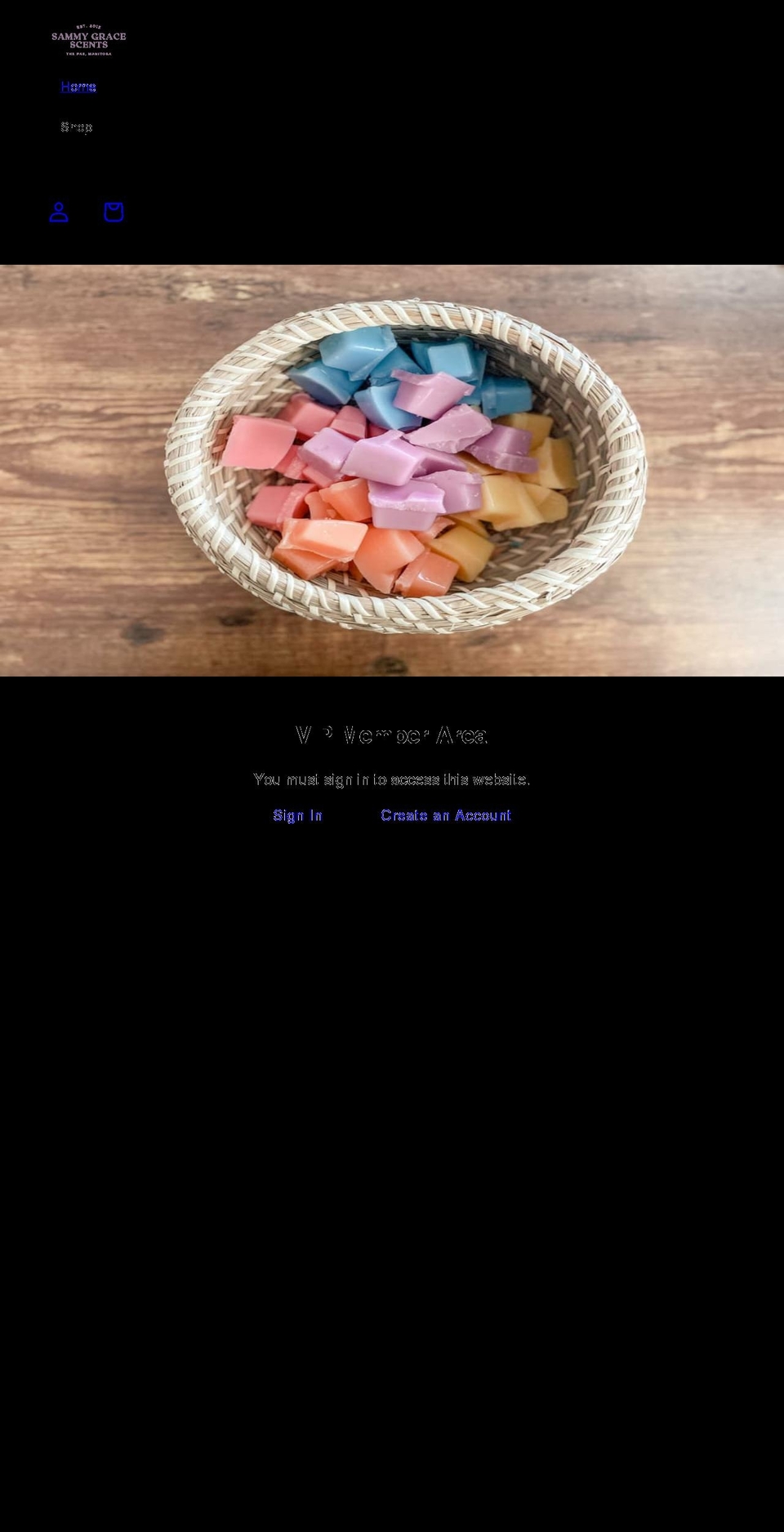 sammygracescents.com shopify website screenshot