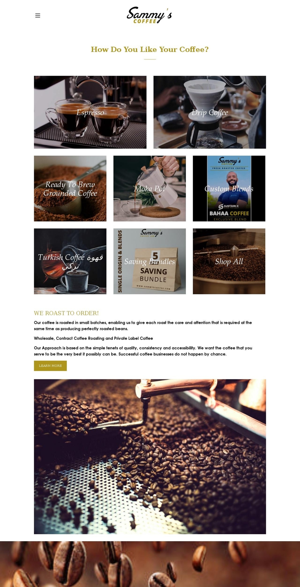 sammyscoffee.com shopify website screenshot