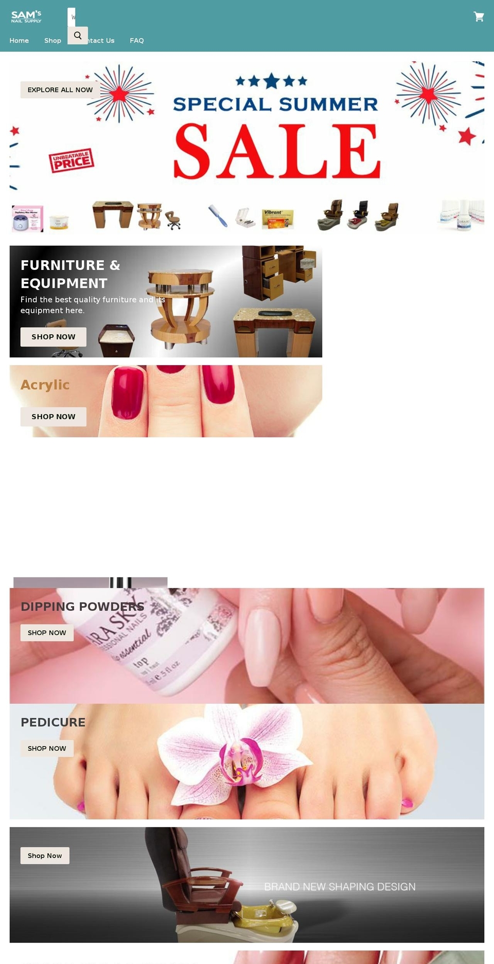 samnailsupply.com — Shopify storefront screenshot