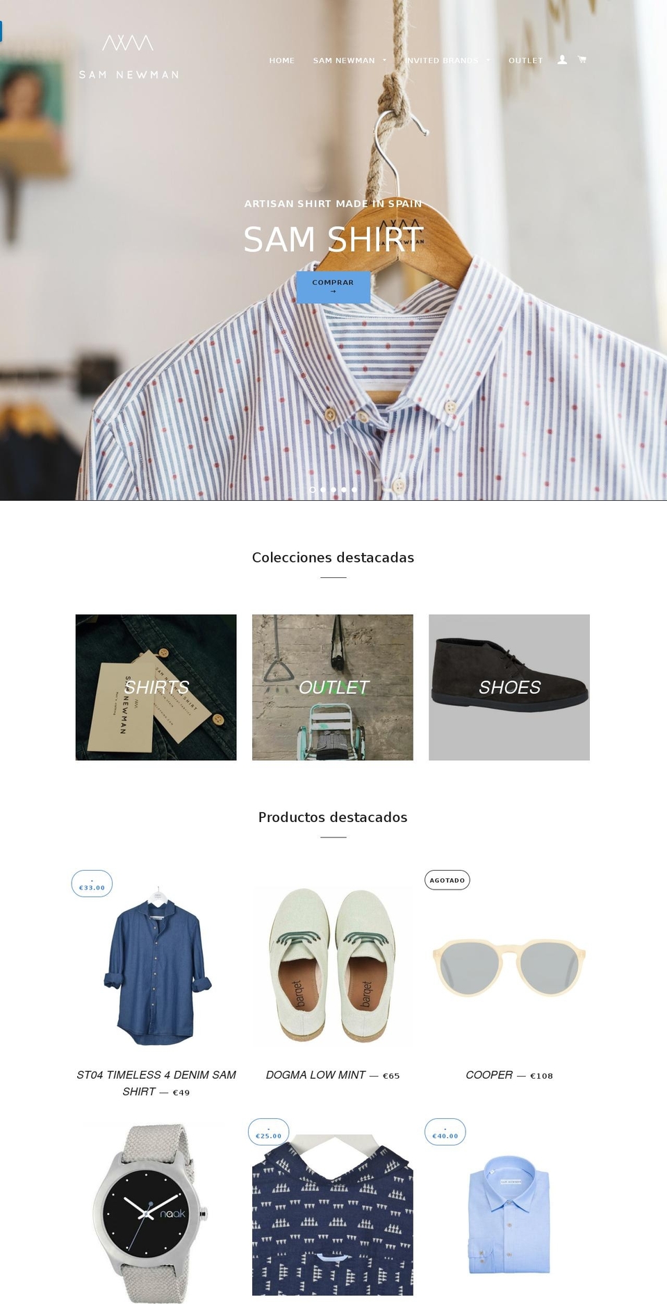 samnewmanclothing.com shopify website screenshot