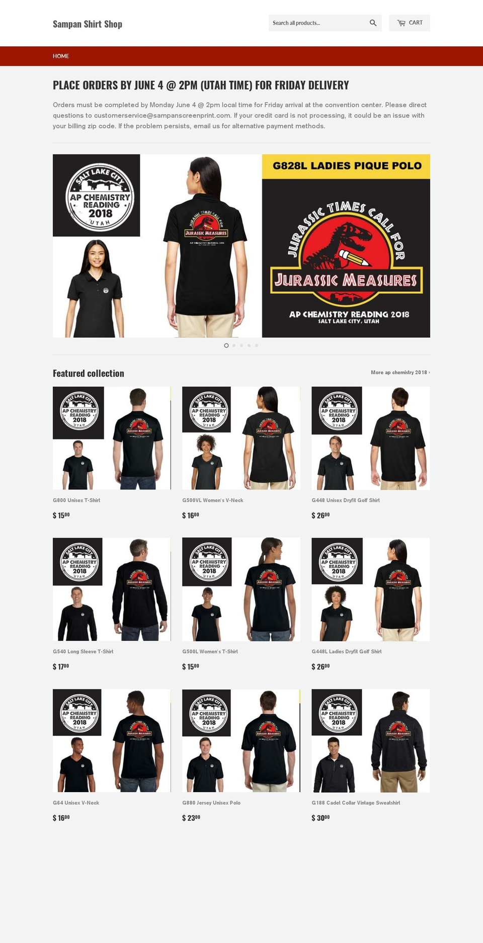 sampan-shirt-shop.com shopify website screenshot