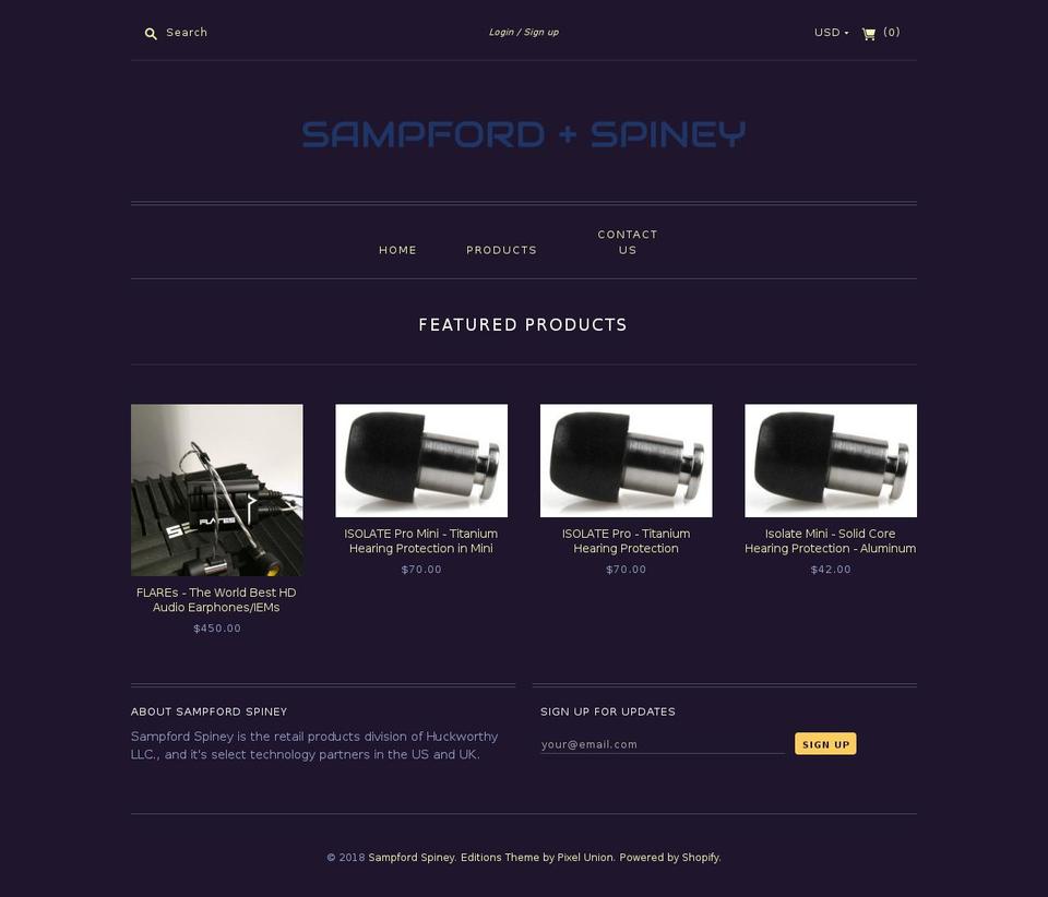 sampfordandspiney.com shopify website screenshot
