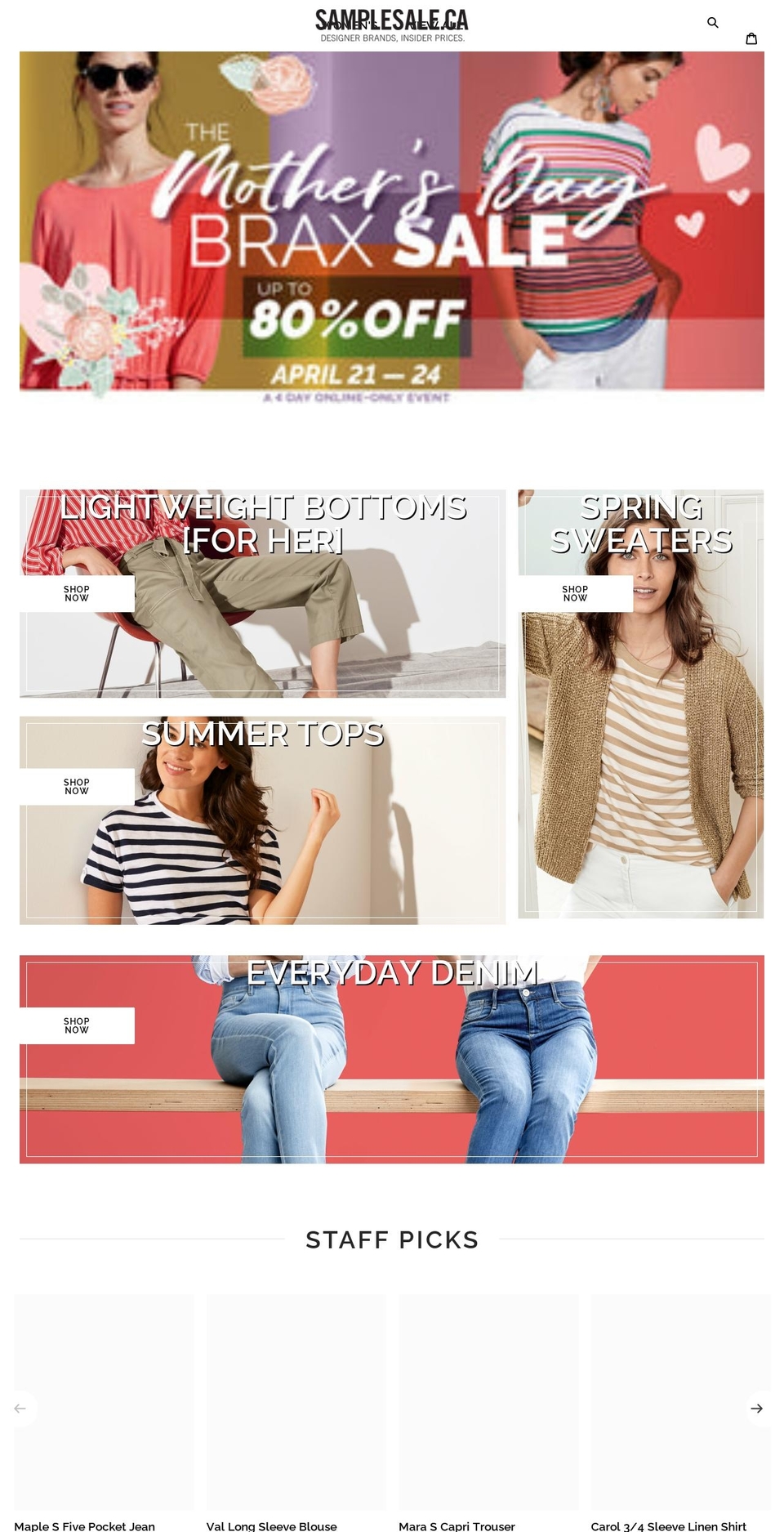 samplesale.ca shopify website screenshot