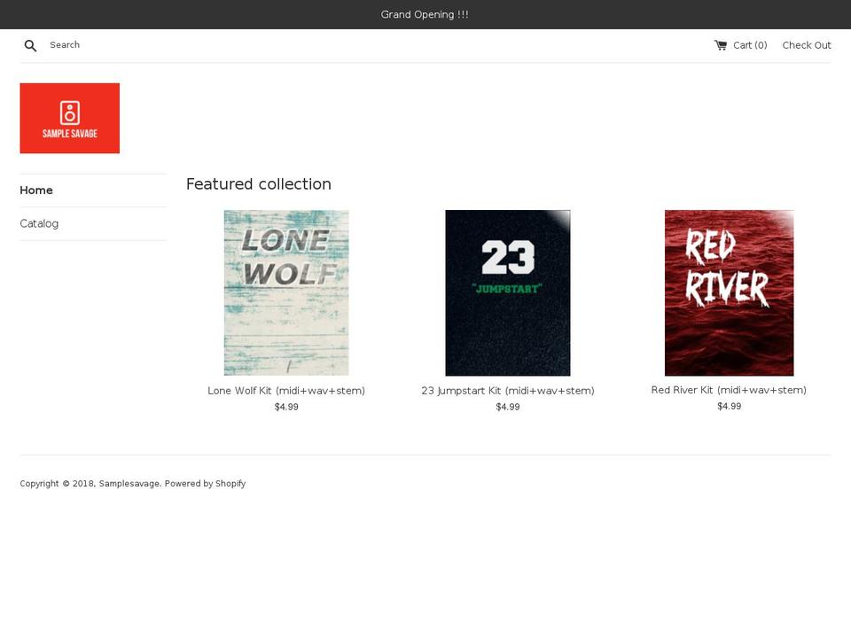samplesavage.com — Shopify storefront screenshot
