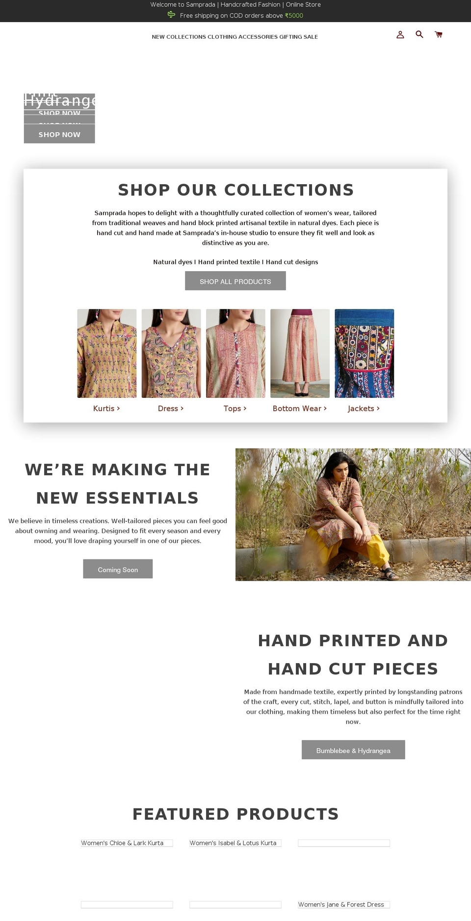 samprada.in shopify website screenshot