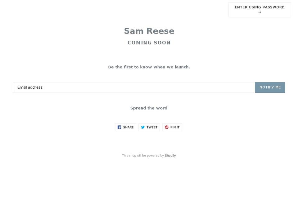 samreese.com shopify website screenshot