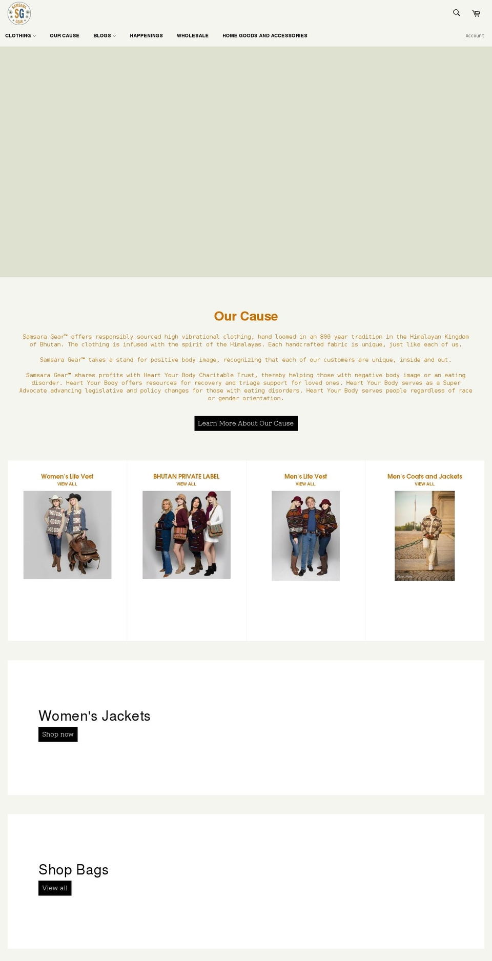 samsaragear.com shopify website screenshot