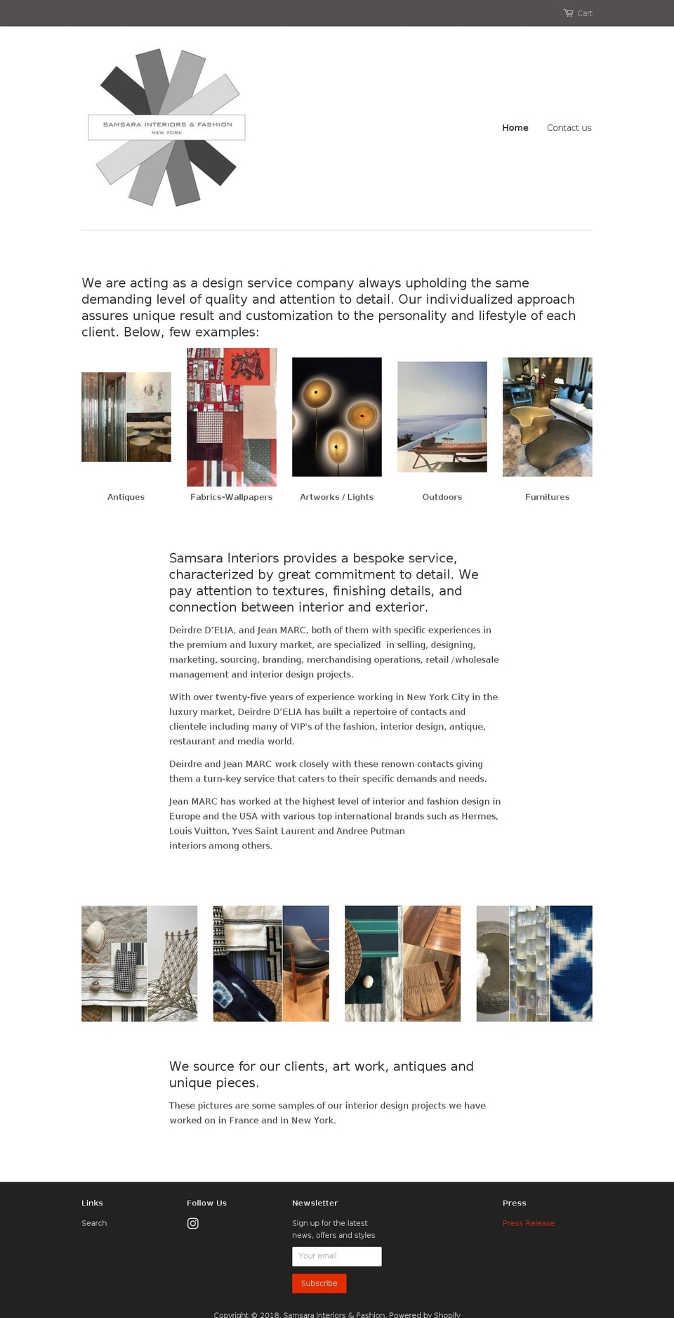 samsarainteriorsandfashion.com shopify website screenshot