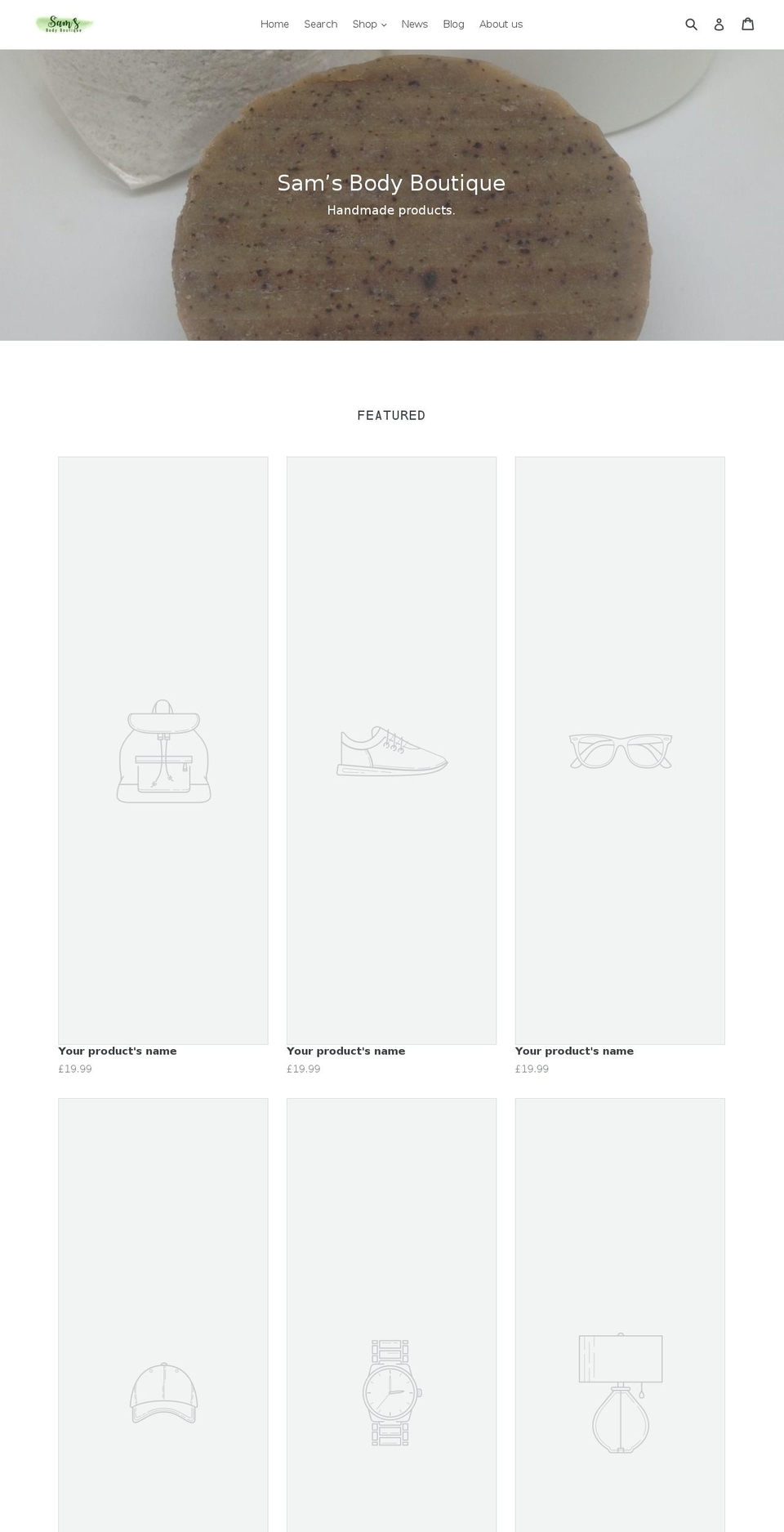 samsbodyboutique.com — Shopify storefront screenshot
