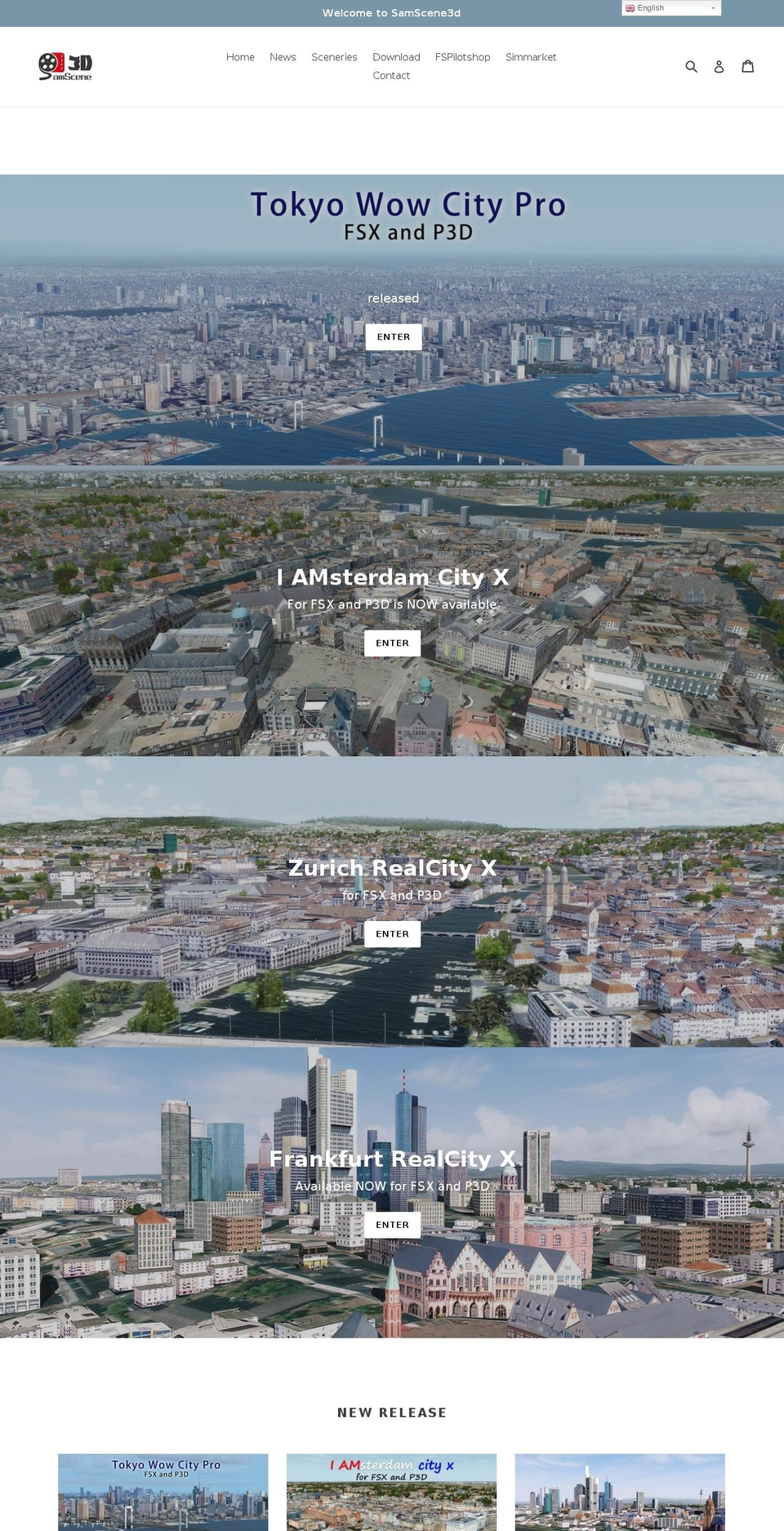 samscene.com shopify website screenshot