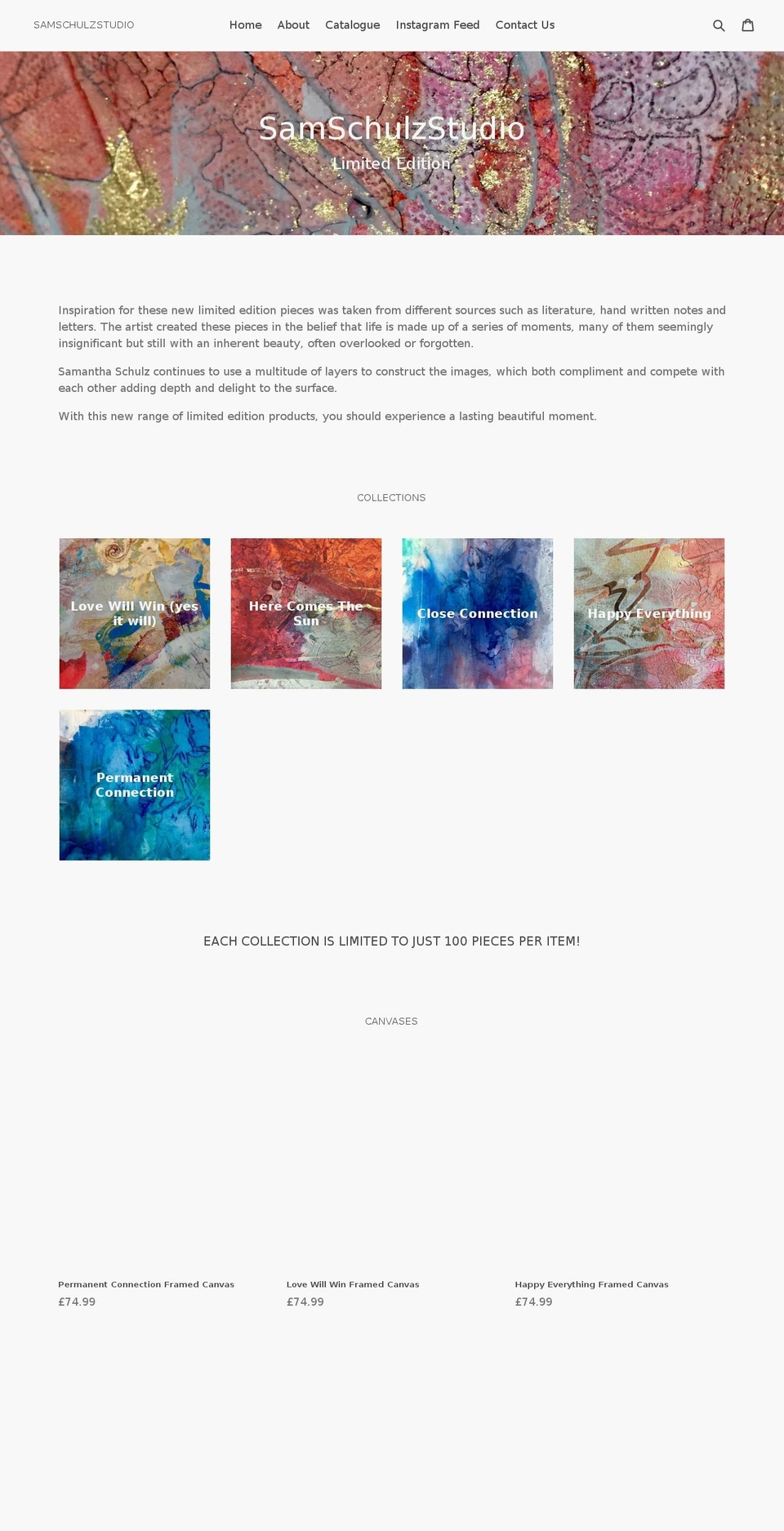 samschulzstudio.com — Shopify storefront screenshot