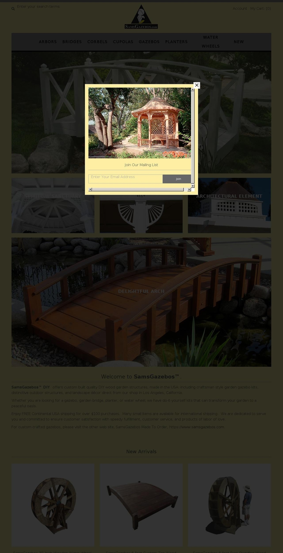 samsgazebo.com shopify website screenshot