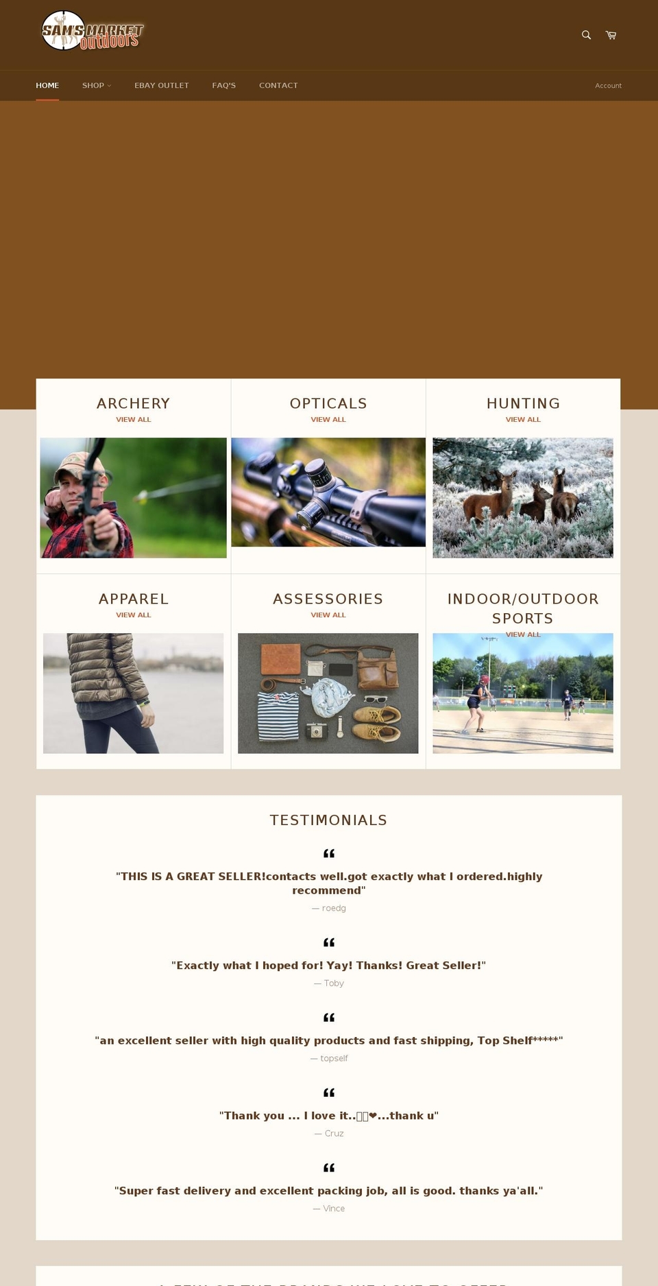 samsmarketoutdoors.com — Shopify storefront screenshot