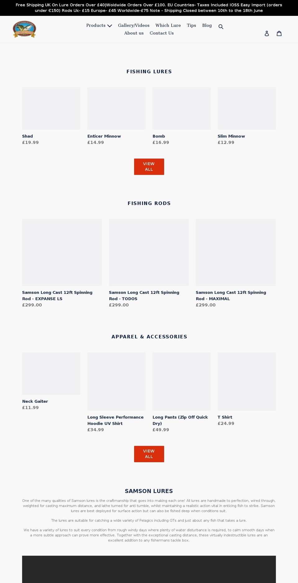 samsonfishing.com shopify website screenshot