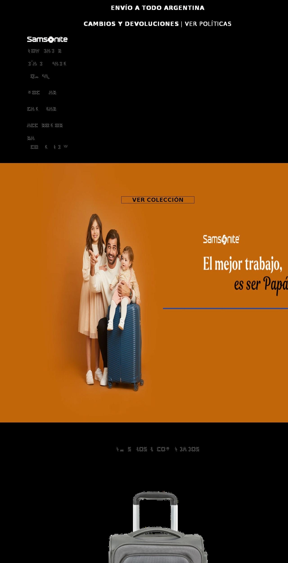 samsonite.com.ar shopify website screenshot