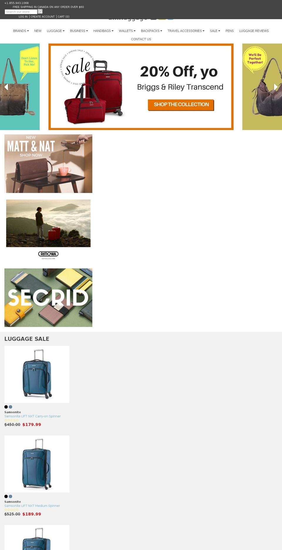 U.N. Luggage July21\/16 Shopify theme site example samsoniteluggagecanada.com