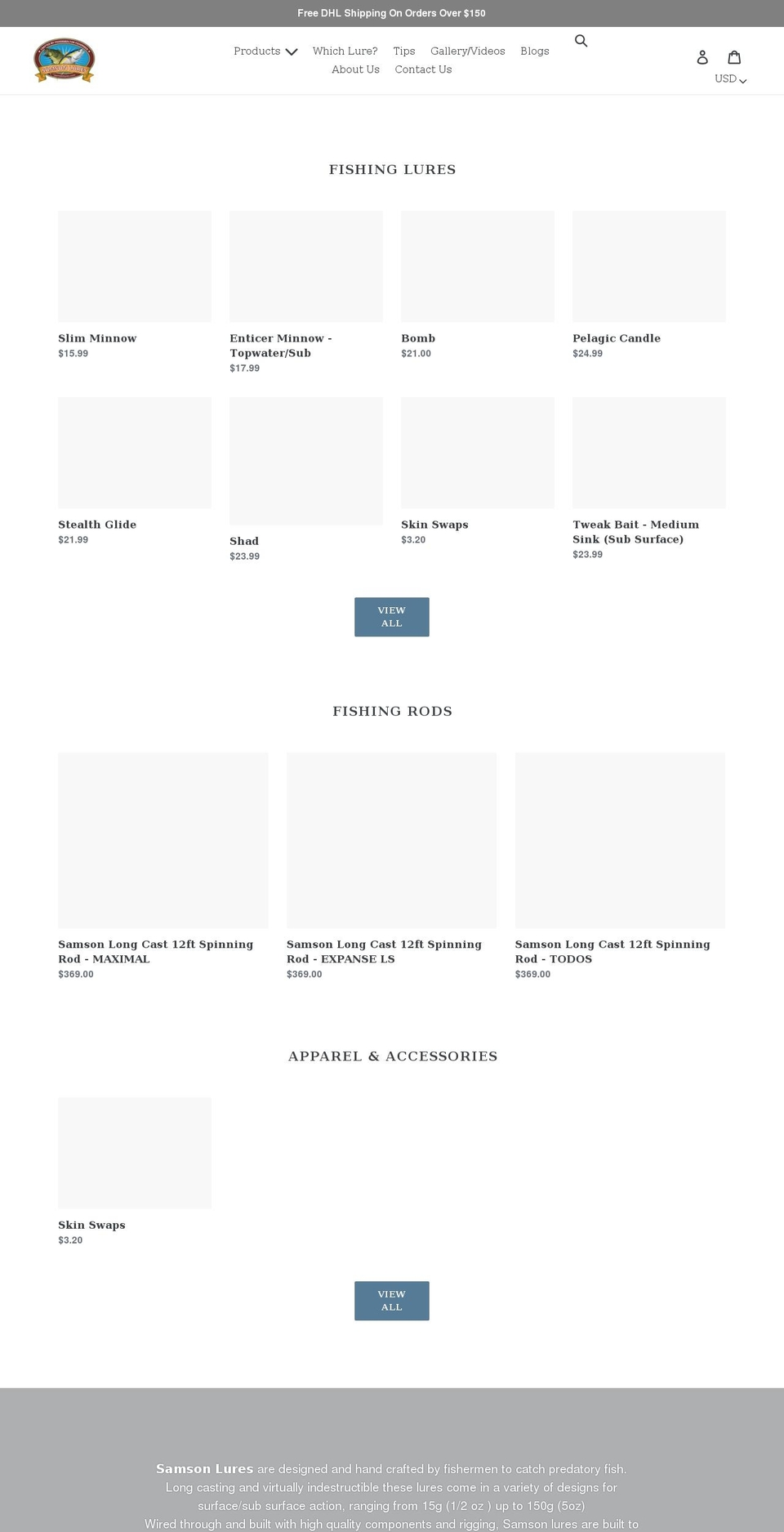 samsonluresusa.com shopify website screenshot