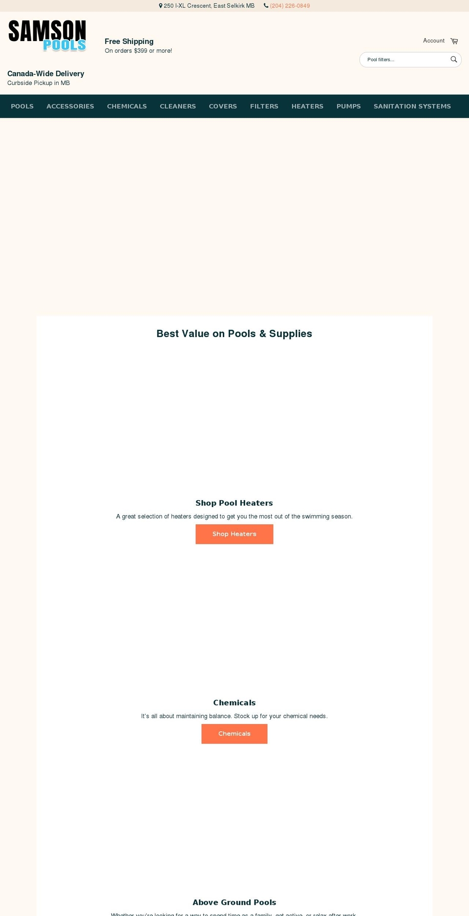 samsonpoolsupplies.ca shopify website screenshot