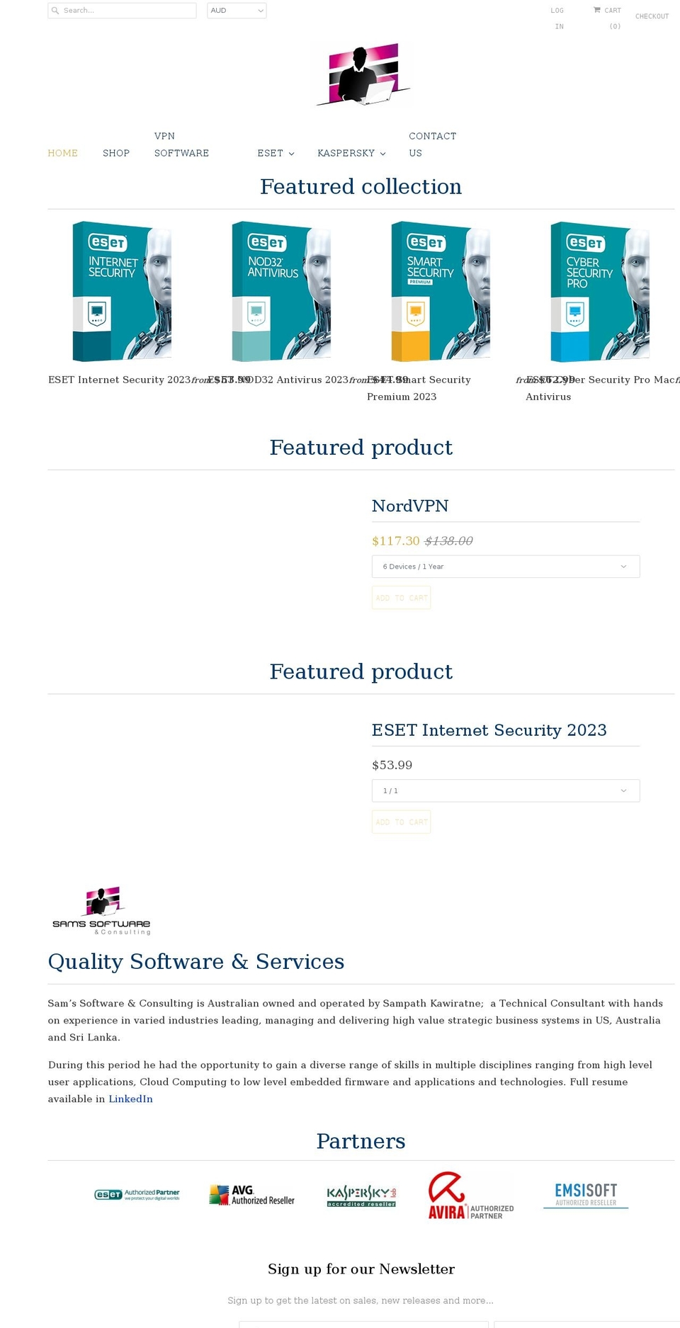 samssoftware.com.au shopify website screenshot