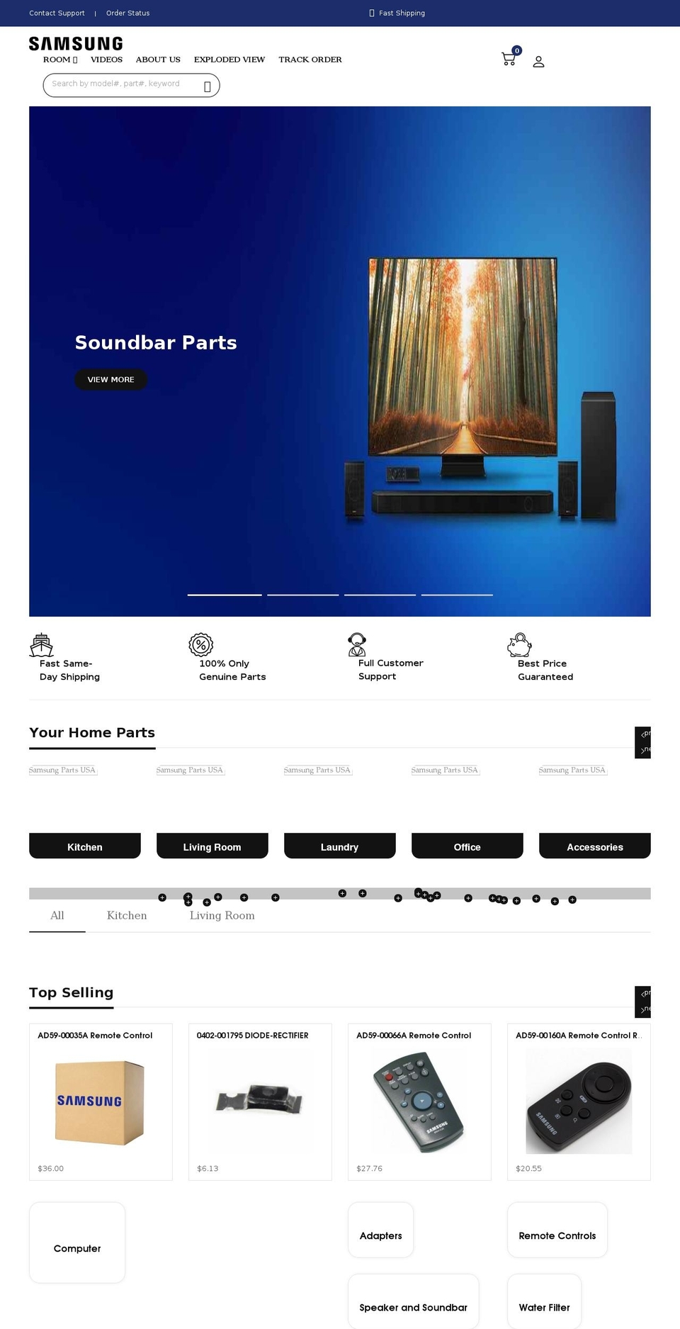 samsungpartsusa.com shopify website screenshot