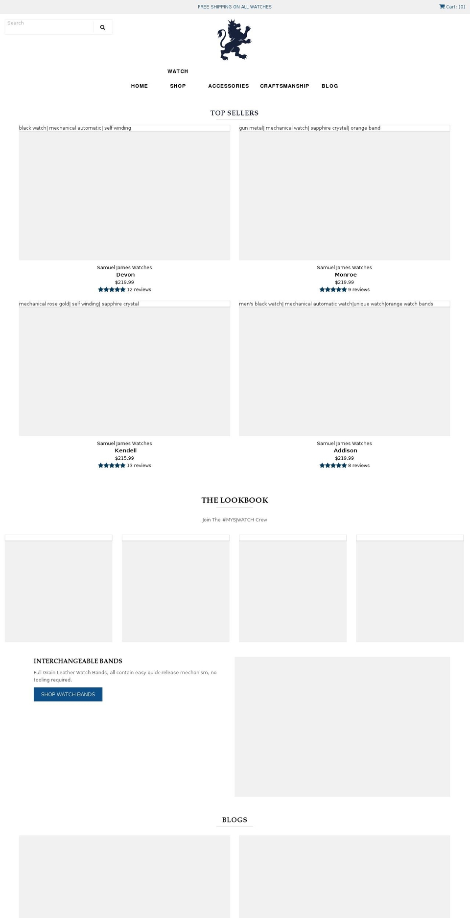 samueljameswatches.com — Shopify storefront screenshot