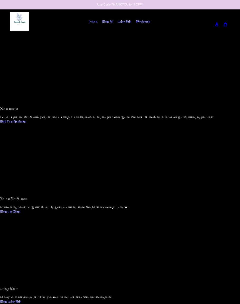 samuelscrushbeauty.com shopify website screenshot