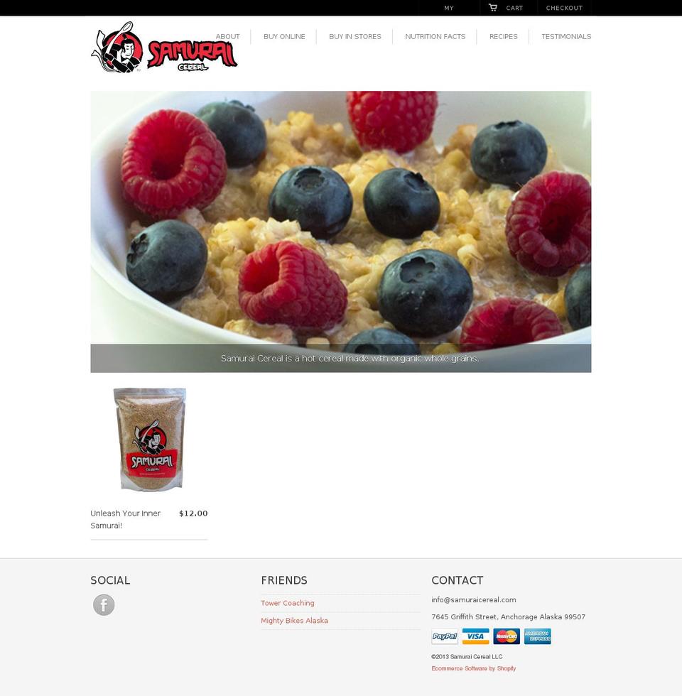 samuraicereal.com shopify website screenshot
